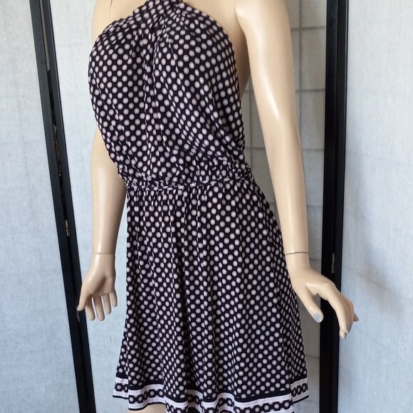 Nwt $125 MICHAEL Michael Kors Twisted Halter Neck Polka Dot Dress Sz L - Picture 3 of 9